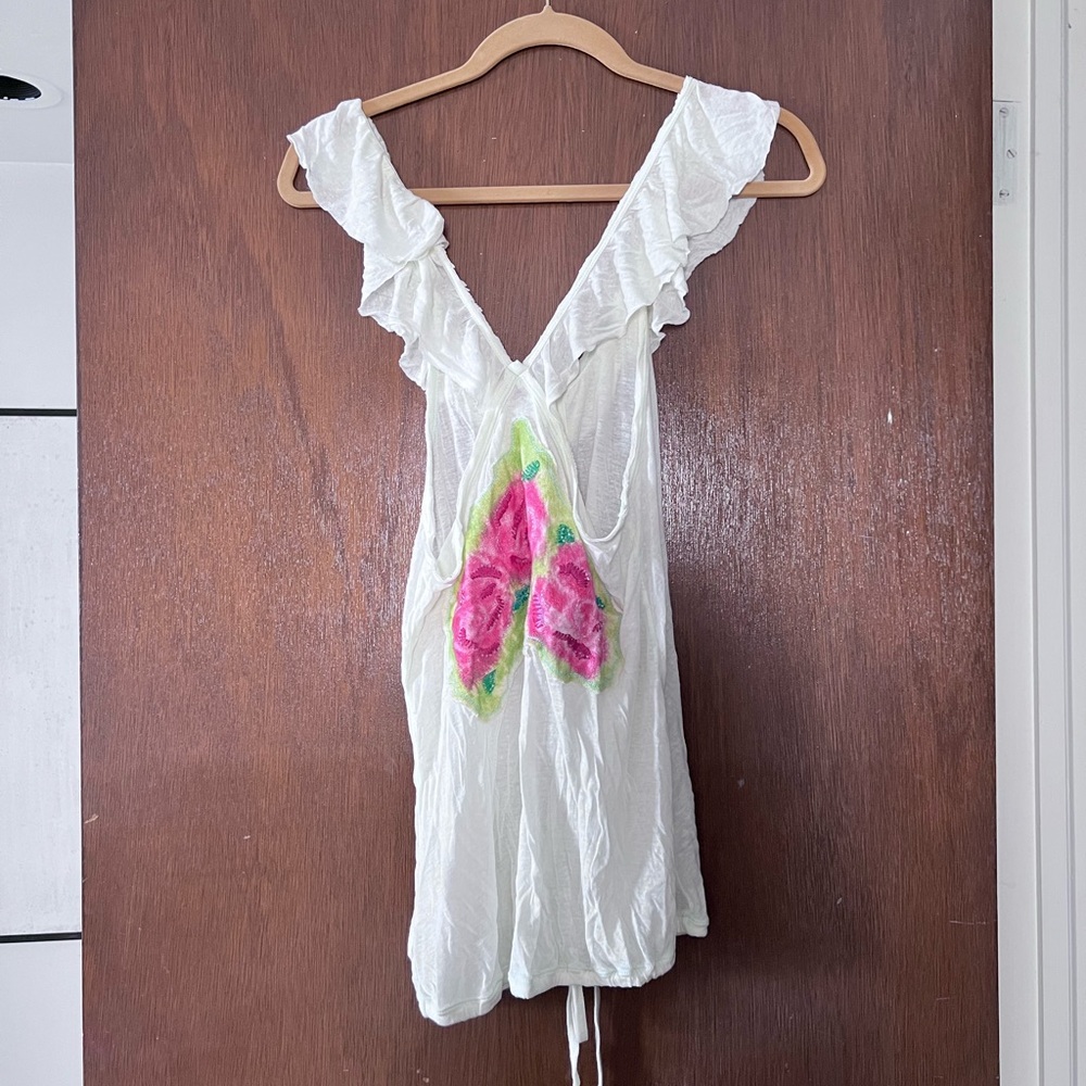 White Ruffled Button-Down Top - Picture 3 of 6